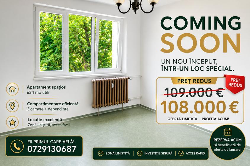 Apartament cu 3 camere semidecomandat în Drumul Taberei