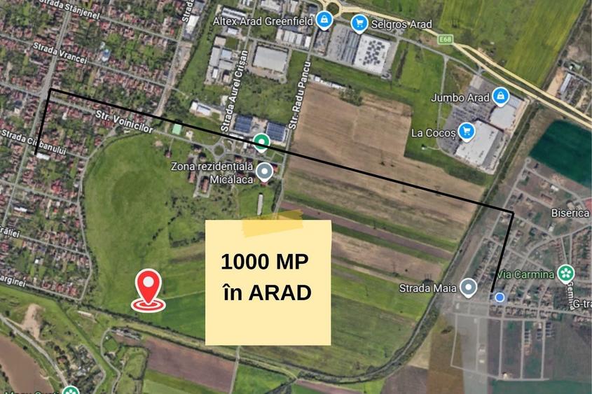 Teren agricol intravilan de 1000 mp, în Micălaca