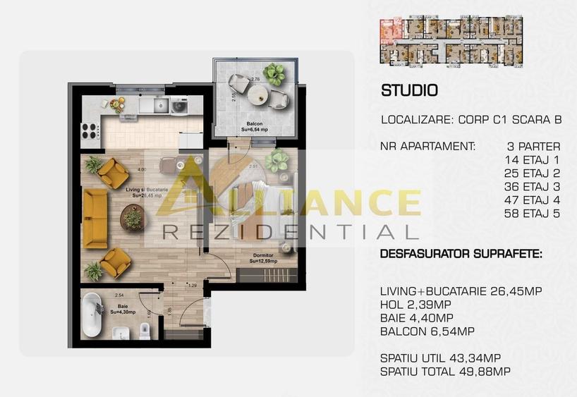 Apartament cu 2 camere decomandat în Central