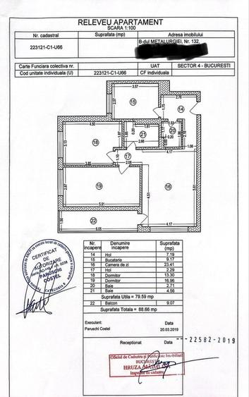 Apartament cu 3 camere în Central