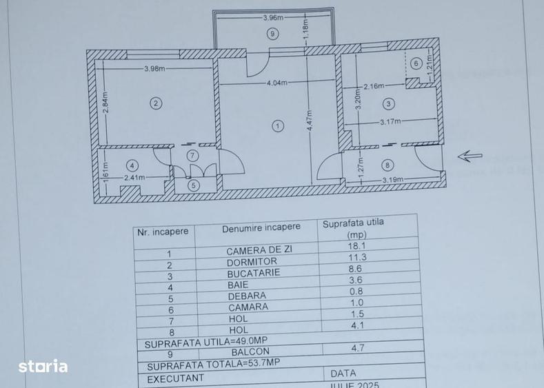 Apartament cu 2 camere semidecomandat în Prundu