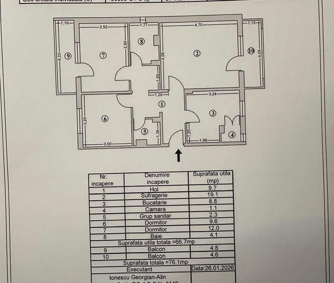 Apartament cu 3 camere decomandat în Ultracentral