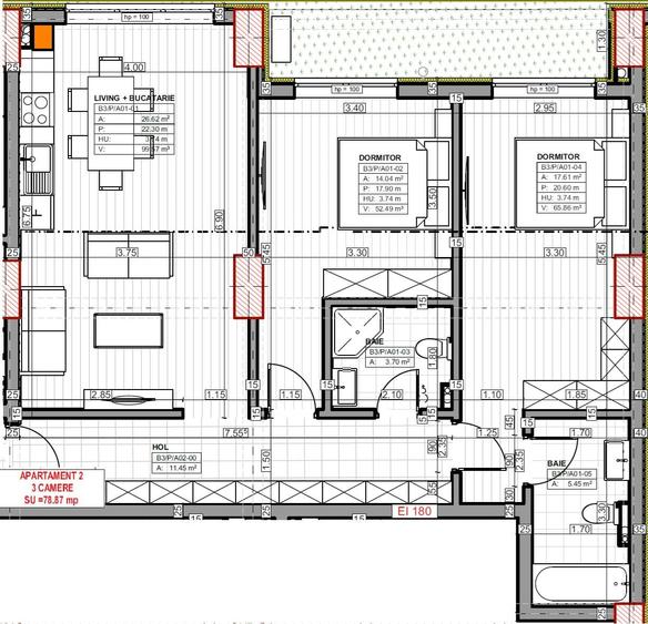 Apartament cu 3 camere în Inel II