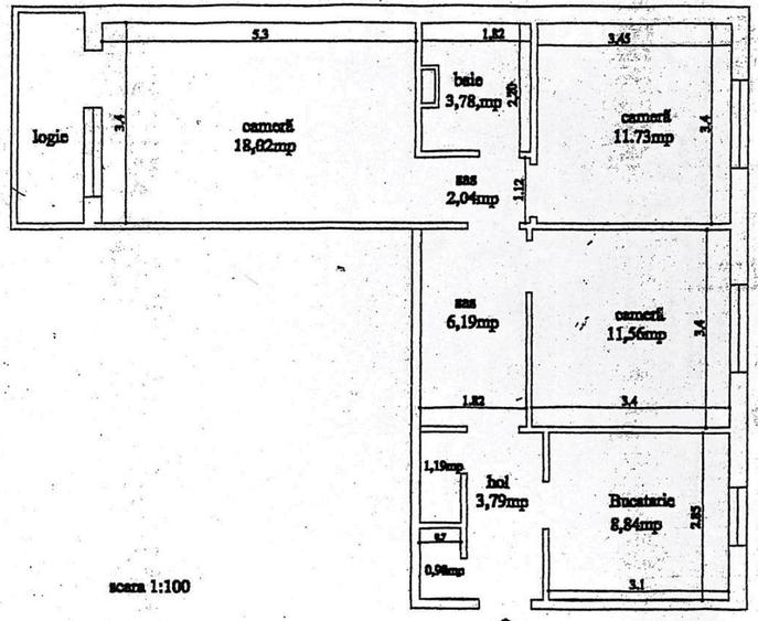 Apartament cu 3 camere decomandat, mobilat în Alexandru cel Bun
