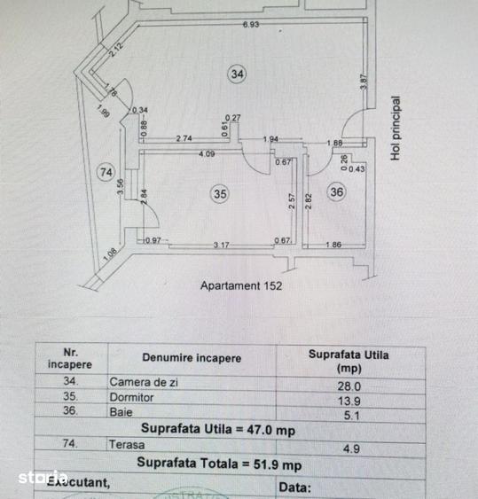 Apartament cu 2 camere în Nord