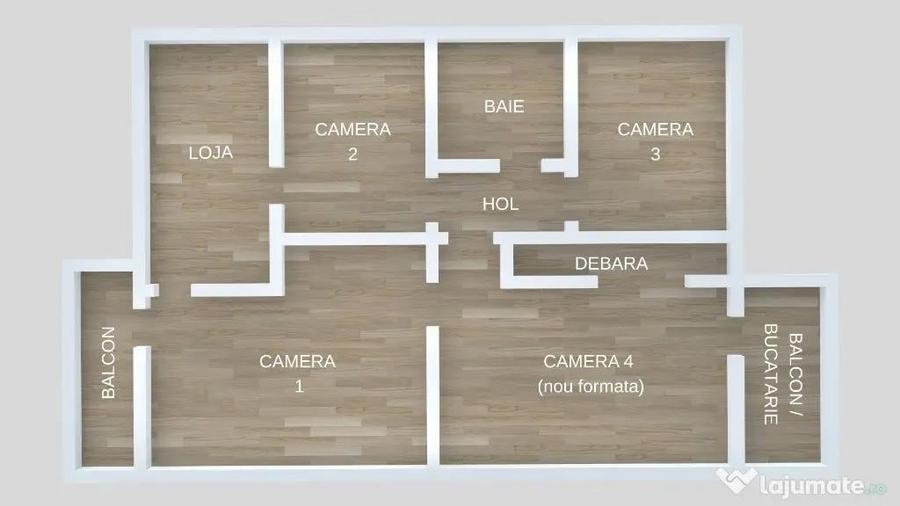 Apartament cu 3 camere decomandat în 22 Decembrie