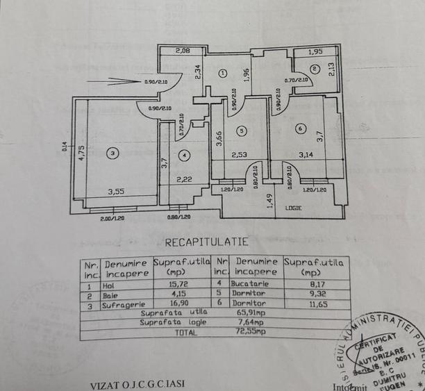 Apartament cu 3 camere decomandat în Gară