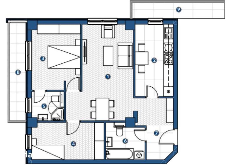 Apartament 3 camere 2 bai,Platou Galata,81mp,intabulat Cod:154716 - 7