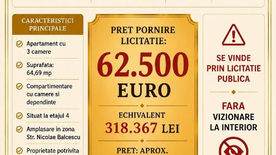 Apartament cu 3 camere decomandat în Central