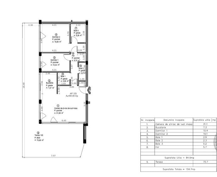 Apartament cu 3 camere semidecomandat, mobilat în Sopor