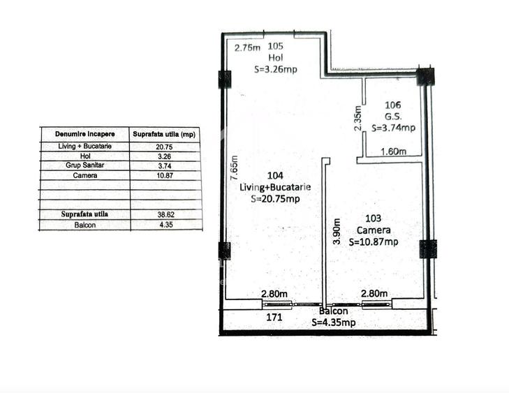 Apartament cu 2 camere, 38mp utili + balcon, etaj 9/11, 2 lift-uri - 6