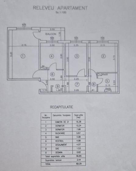 Apartament cu 3 camere decomandat în Galata