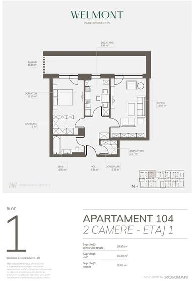 Apartament cu 2 camere decomandat în Bartolomeu