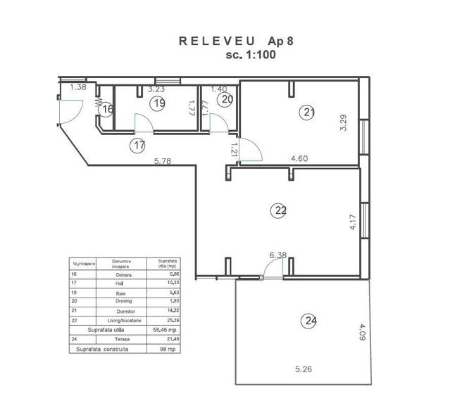 Apartament cu 2 camere, mobilat în Central
