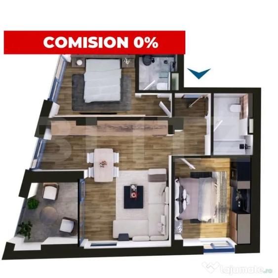 Apartament cu 3 camere semidecomandat în Torontalului