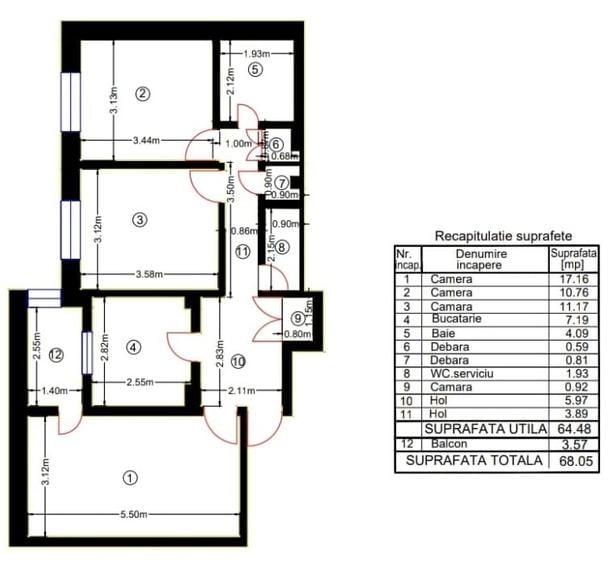 Apartament cu 3 camere decomandat în Ghencea