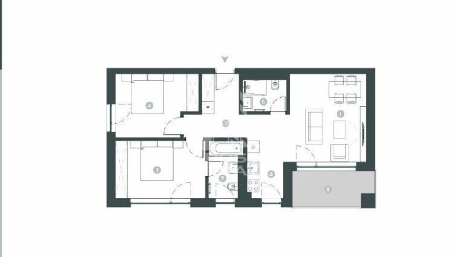 Apartament cu 3 camere, 2 bai, decomandat, incalzire in pardosela