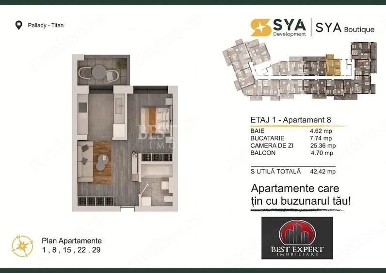 Garsonieră decomandată în Theodor Pallady
