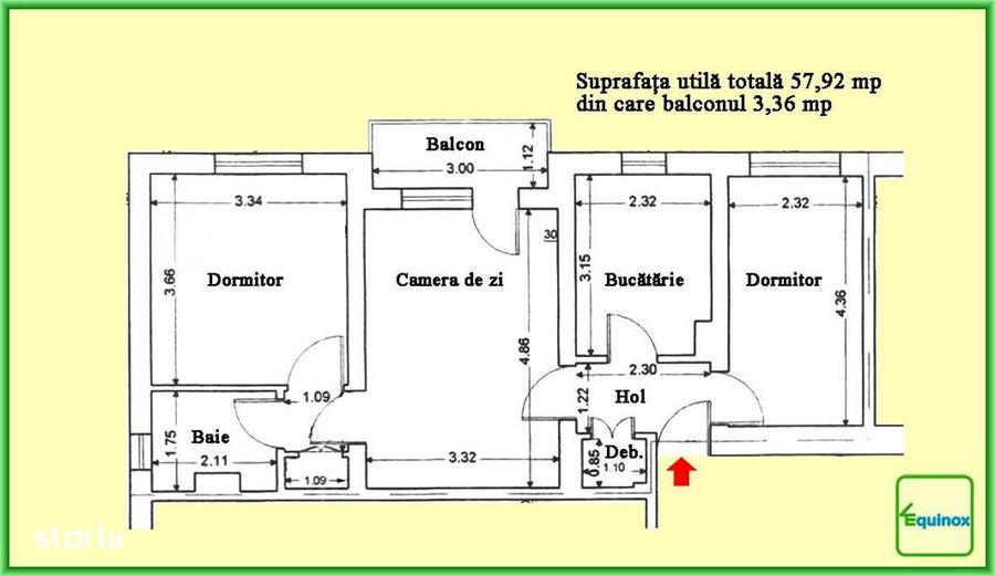 Apartament cu 3 camere în Nord