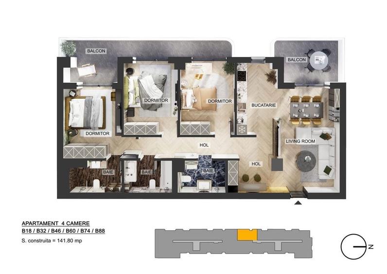 Apartament cu 4 camere în Central