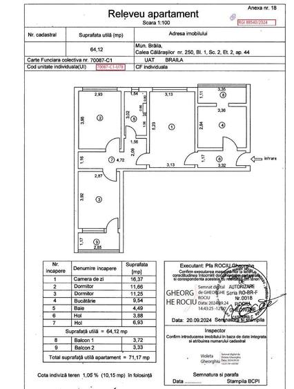 Apartament cu 3 camere decomandat în Călărași