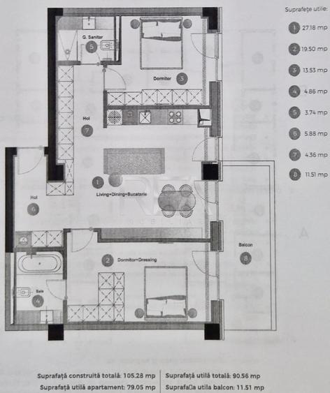 Apartament cu 3 camere semidecomandat în Iancu Nicolae