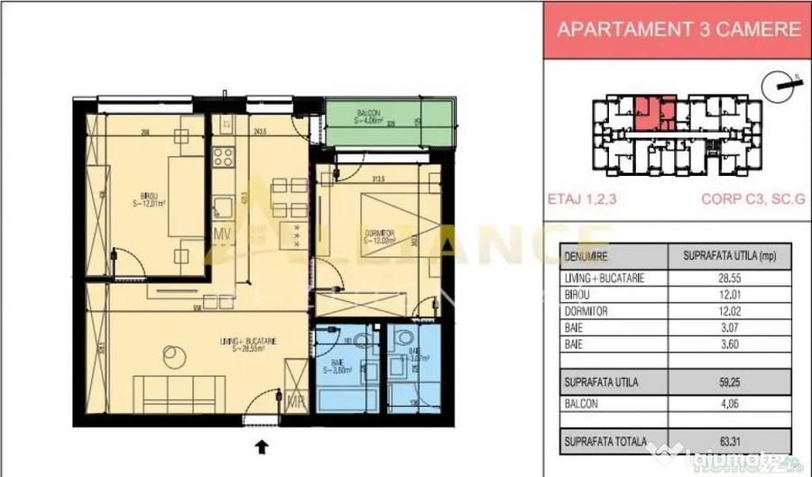 Leordeni Primarie 3 camere Bloc Boutique cu lift - 3
