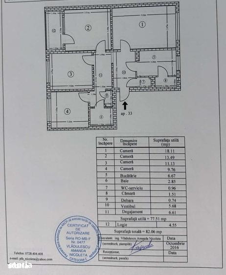 Apartament cu 4 camere în Rahova