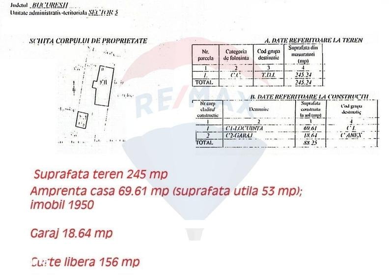 Casă cu 3 camere cu Teren 245 Mp în Rahova