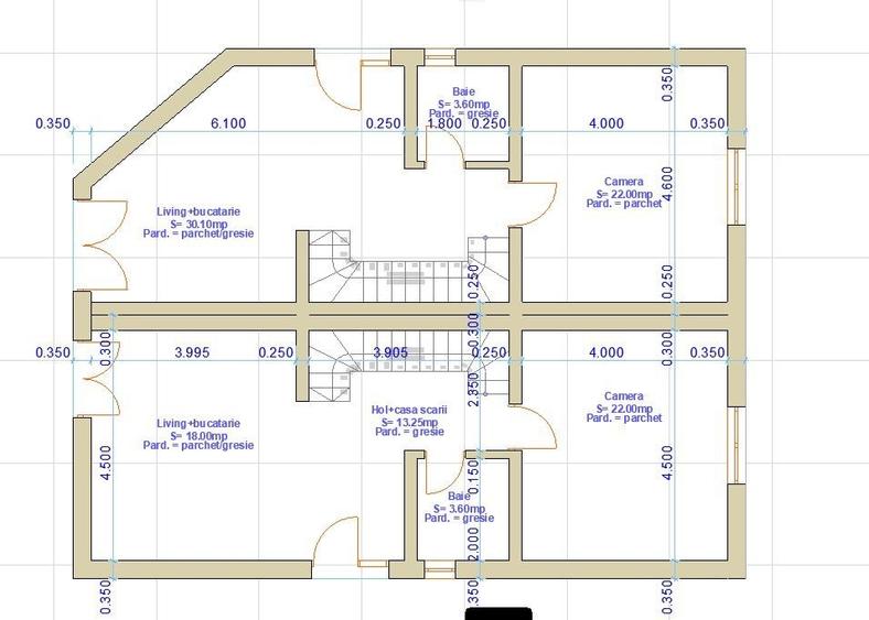 Duplex cu 4 camere cu Canalizare în Florești