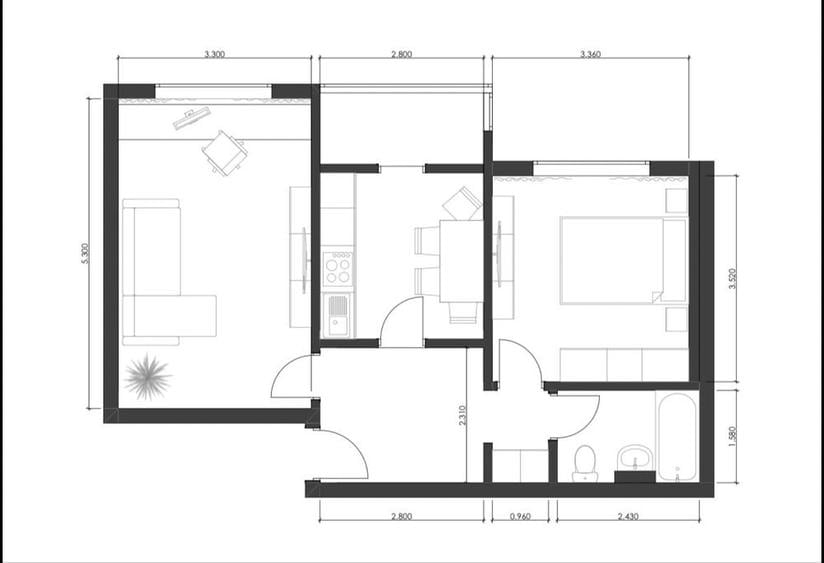 Apartament cu 2 camere decomandat în Aradului