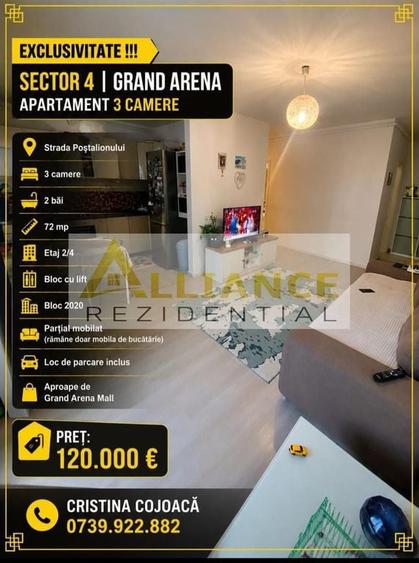 Apartament cu 3 camere decomandat în Central