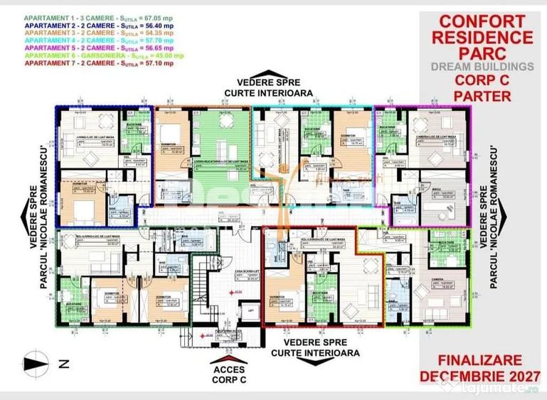 Apartament cu 2 camere decomandat în Central