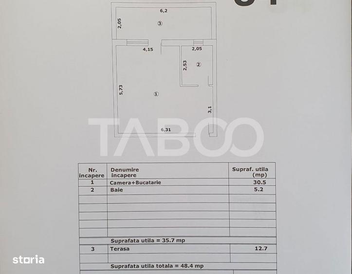 Studio in suprafata de 36 mp + terasa nou finisaje premium - 1