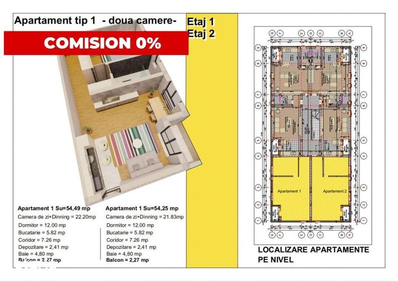 Apartament cu 2 camere în Sânandrei