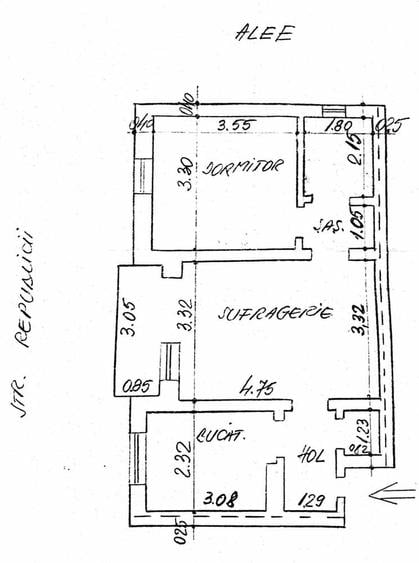 Apartament cu 2 camere semidecomandat în Central
