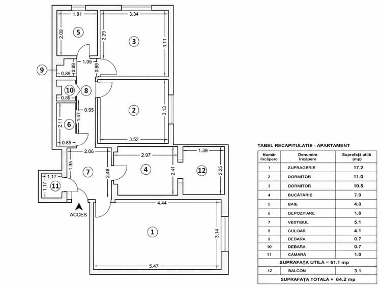 Apartament cu 3 camere decomandat, mobilat în Gorjului