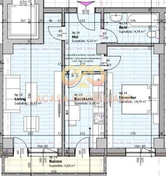 Apartament cu 2 camere decomandat în Galata