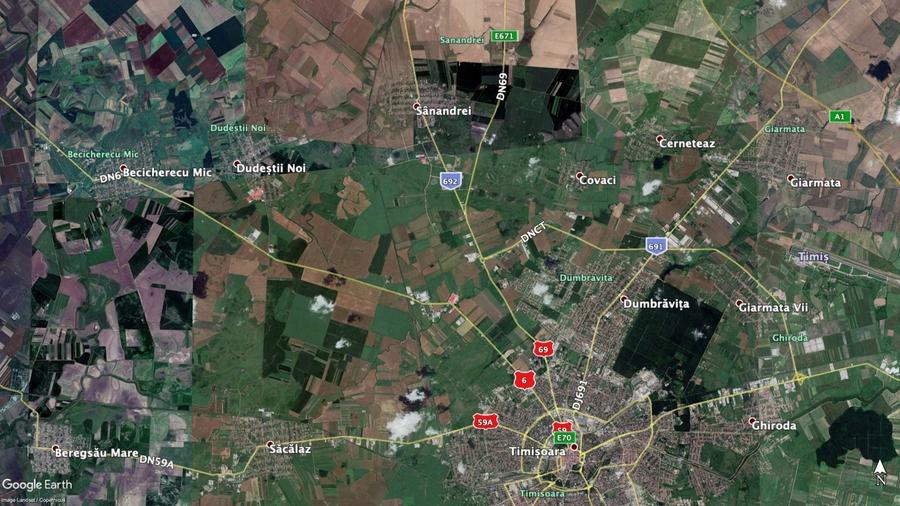 Teren Construcții extravilan de 98000 mp, în Dudeștii Noi