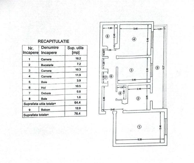 Apartament cu 3 camere decomandat în Holboca