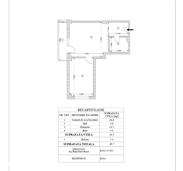 Apartament cu 2 camere semidecomandat în Rediu