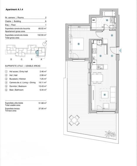 Apartament cu 2 camere, mobilat în Străulești