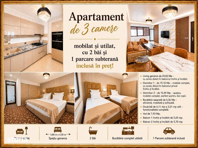 Apartament cu 3 camere decomandat în Tractorul