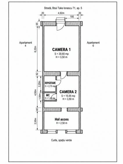 Apartament cu 2 camere în Take Ionescu