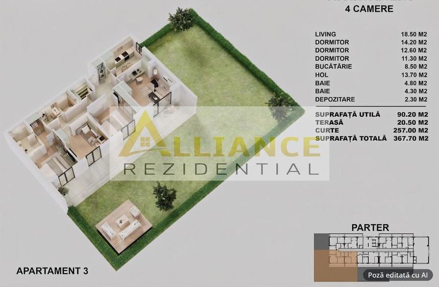 {CURTE 257 MP} Apartament 4 camere - 2 bai | DECOMANDAT - 4