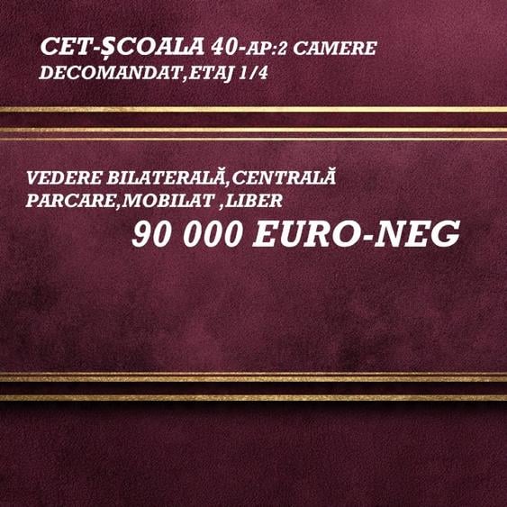 Apartament cu 2 camere decomandat în CET