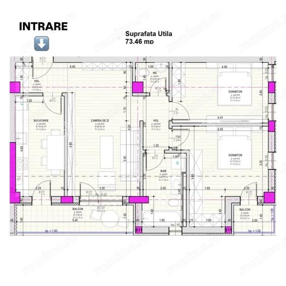 Apartament intabulat si finisat la cheie cu 3 camere 2 bai zona Brana - 2