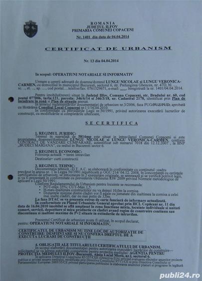 Teren de 644 mp, în Copăceni