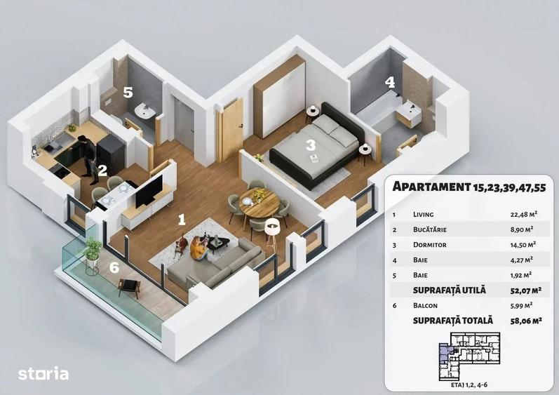 Apartament cu 2 camere în Central