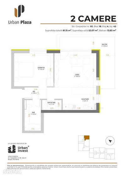Apartament cu 2 camere în Astra